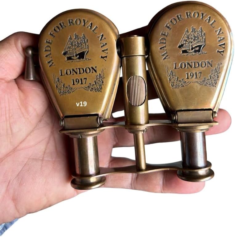 V19 Vintage Antique Brass Binocular Telescope 3" Zoomable Pocket Spyglass – Portable Pirate Style Nautical Scope for Travel, Hiking, Outdoor Adventures, Birdwatching & Home Decor - Image 4